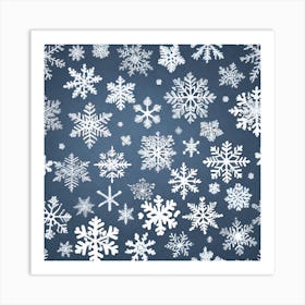 Snowflakes On A Blue Background 7 Art Print