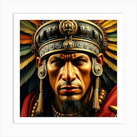 Portrait Of A Native American Aztec Art Print