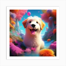 Dog In A Colorful World Art Print