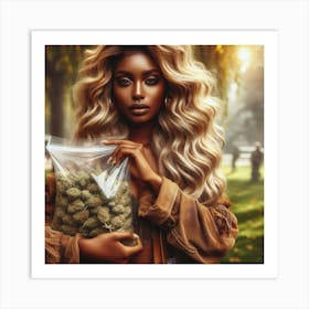 Ebony Cannabis Girl Art Print