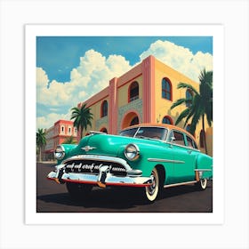 Vintage Car In Miami Art Print