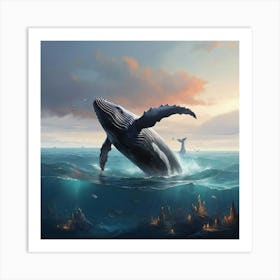 Whales In The Sea Art Print