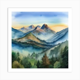 Watercolor Mountains 5 Art Print