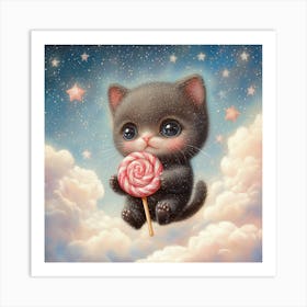 Lollipop Cat Art Print