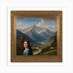 Woman In The Mountains Art Print