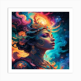 Woman With Colorful Hair 2 Art Print