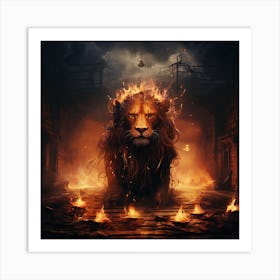 Fire Lion Art Print