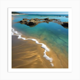 Translucent Blue Sea, White Surf on the Beach Art Print