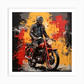 Moto - Red Motorcycle Art Print