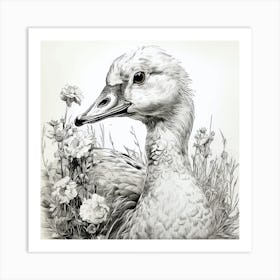 Goose In The Grass Art Print