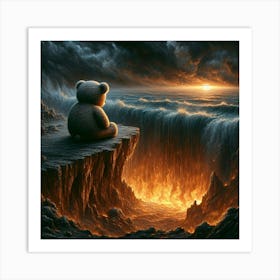 Teddy Bear On Cliff 1 Art Print