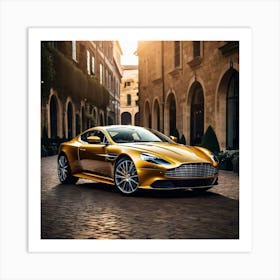 Golden Aston Martin  Art Print