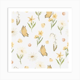 Butterfly and daisy Art Print