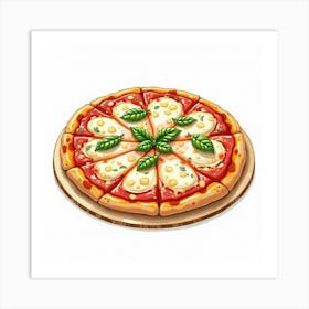 Pizza On A Wooden Board Art Print