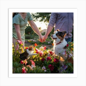 Family Portrait In The Garden Art Print