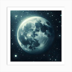 Full Moon In Space Art Print