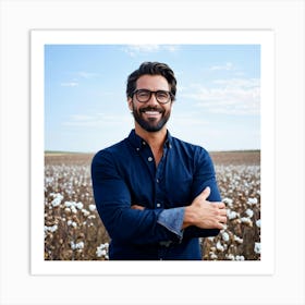 Portrait Of A Man In A Cotton Field 1 Art Print