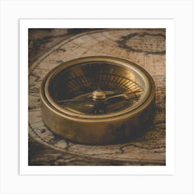 Compass On A Map Art Print