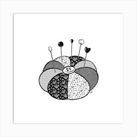 Floral Pin Cushion Black and White Art Print