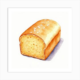 A Watercolor Painting Of A Freshly Baked Loaf Of Sourdough Bread With A Crispy Crust Art Print