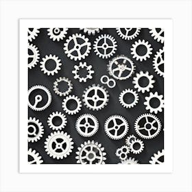 Gears On A Black Background 19 Art Print