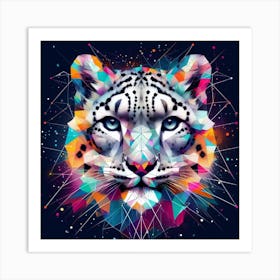 Geometric Art Snow Leopard 2 Art Print