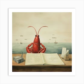 Lobster At The Desk Poster