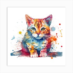 Colorful Cat Painting Art Print