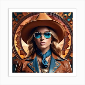 Cowgirl In Hat 1 Art Print