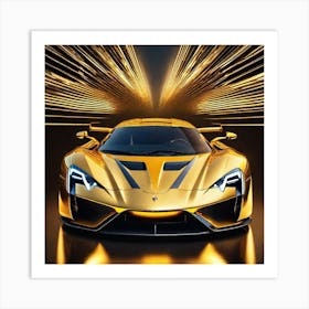 Golden Supercar 2 Art Print