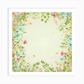 Watercolor Floral Frame 1 Art Print