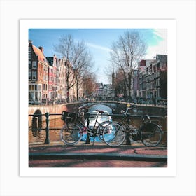 Amsterdam Canal Bikes Square Art Print