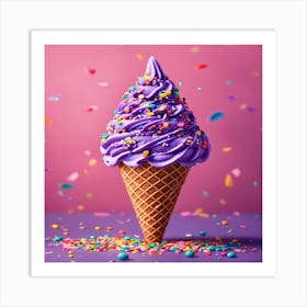 Ice Cream Cone With Sprinkles Art Print