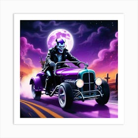 Skeleton In A Car 3 Art Print