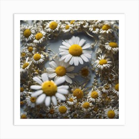 Frame Created From Chamomile On Edges And Nothing In Middle Haze Ultra Detailed Film Photography (5) Art Print