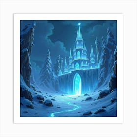 A Mystical Ice Castle With Shimmering Walls And Glowing, Enchanted Lights 1 Art Print