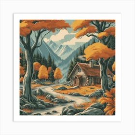 A peaceful, lively autumn landscape 18 Art Print