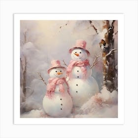 Snowman Couple 1 Art Print