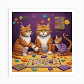 Board Game Cats 1 Art Print