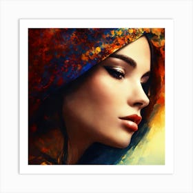 Beautiful Portrait Of A Woman Face Art Print