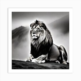 Lion In The Mist Art Print