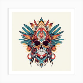 Skull With Feathers Art Print