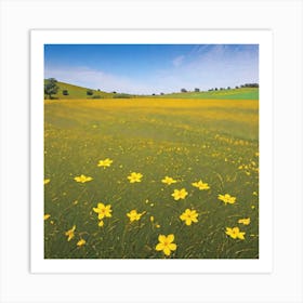 Yellow Flowers In A Field 19 Art Print