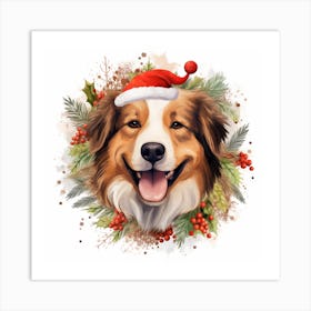 Santa Dog Art Print