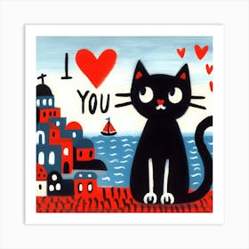 I Love You Cat - Greece Art Print