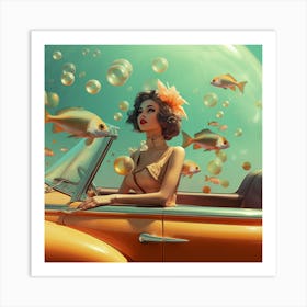 Girl In A Car 1 Art Print