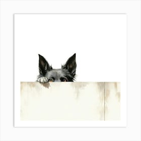 Dog Peeking Over The Wall 4 Art Print