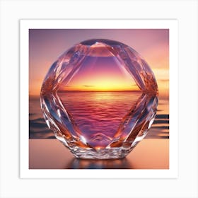 Vivid Colorful Sunset Viewed Through Beautiful Crystal Glass Mirrow, Close Up, Award Winning Photo (2) Art Print