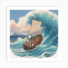 Ship On A Wave Art Print