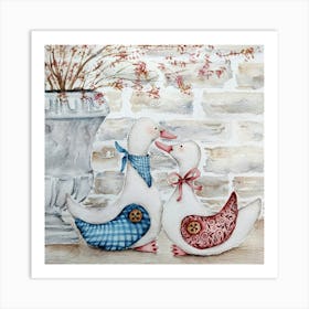 Geese in Love Art Print